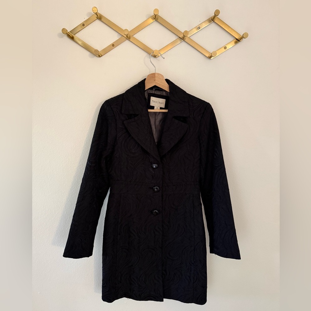 White House Black Market Black Textured Dress Coat